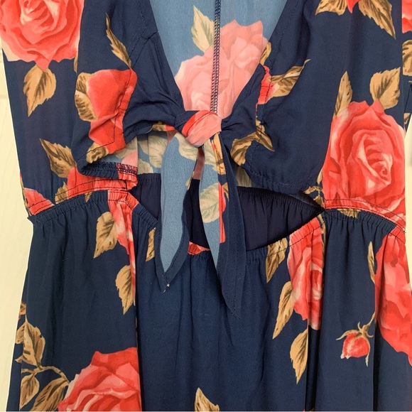 JUNE & HUDSON | Navy Rose Midi Dress Sz L - Picture 4 of 7